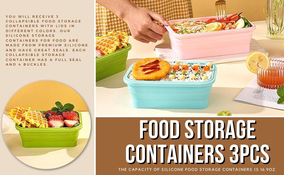 Alimat PluS Silicone Food Storage Containers with Lids, 3