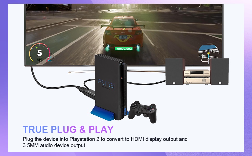 Buy CLUSPEX PS2 to HDMI Video Converter with 3.5mm Audio Output Cable