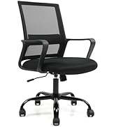 Moustache Ergonomic Office Chair, Computer Desk Chair with Armrest and Height Adjustable, Mid Bac...