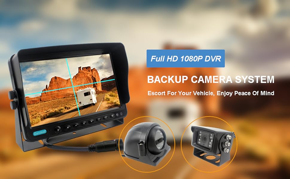 CAMSLEAD 9 inch Screen 1080P Backup Camera System with Wired, DVR