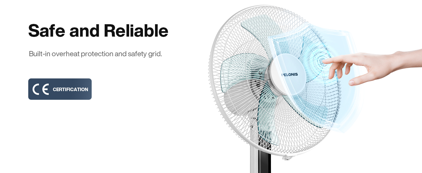 PELONIS 16inch Pedestal Fan with Remote Control, DC Motor 35W Quiet