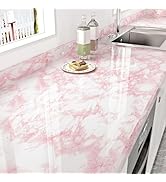 STICKEEP Pink Marble Contact Paper Peel and Stick Countertops Waterproof Contact Paper Marble Vin...