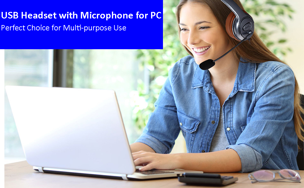 USB Headset with Mic for Laptop PC