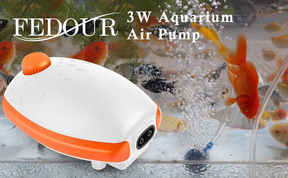 FEDOUR Aquarium Air Pump, Whisper Aerator, 2 Outlets Oxygen Pump for up
