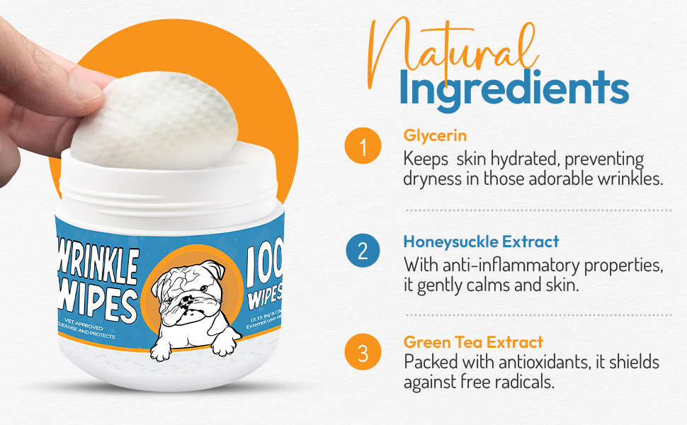 Wrinkle Wipes French Bulldog 100 Count PlantBased Formula Dog Face