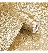 STICKEEP Champagne Gold Glitter Contact Paper Removable Glitter Wallpaper DIY Gold Peel and Stick...
