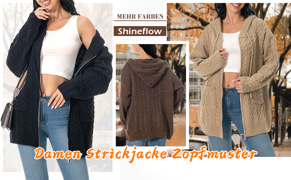 strickmantel mit kapuze
