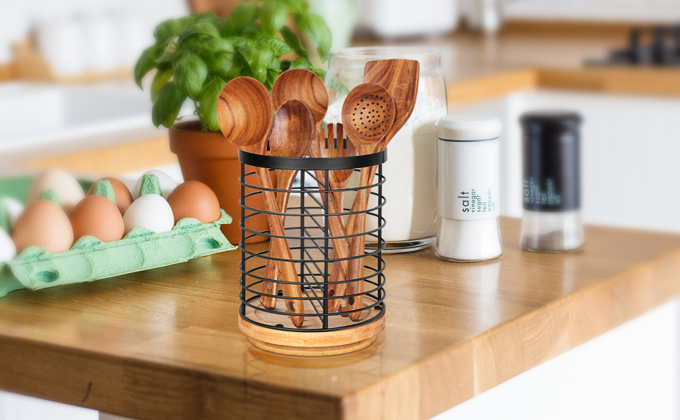 Toosci Utensil Holder for Kitchen Counter, Large Cooking