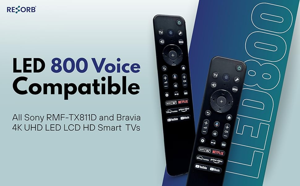 RESORB LED‑800 smart TV remote with voice control and LED backlight, works with Sony TVs