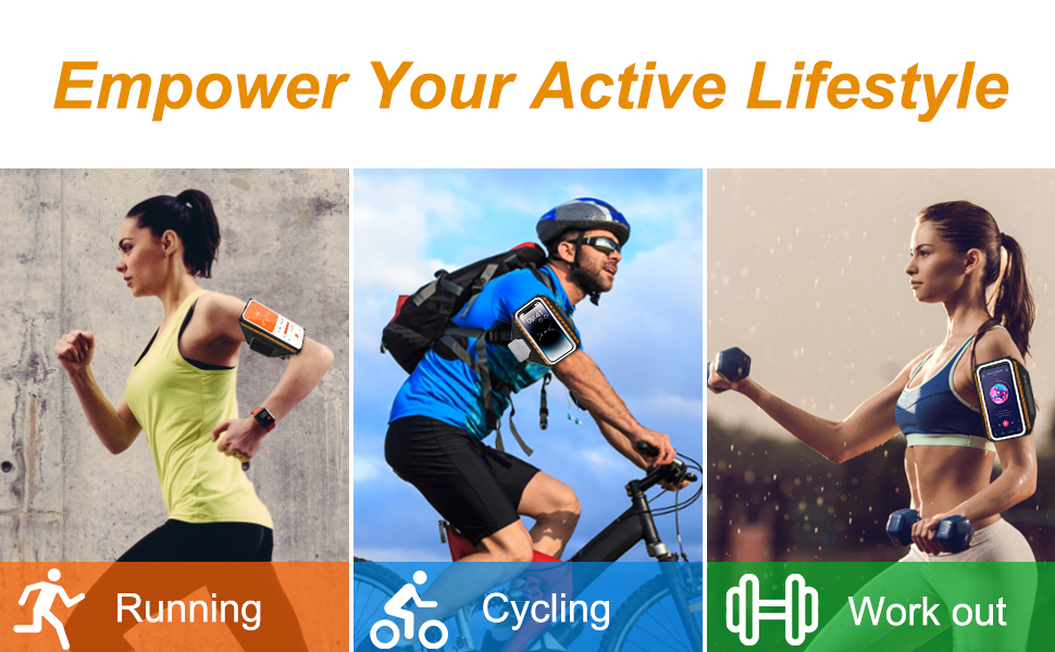 Running Armband with Zipper Pocket, Sports Phone Armband for iPhone 14