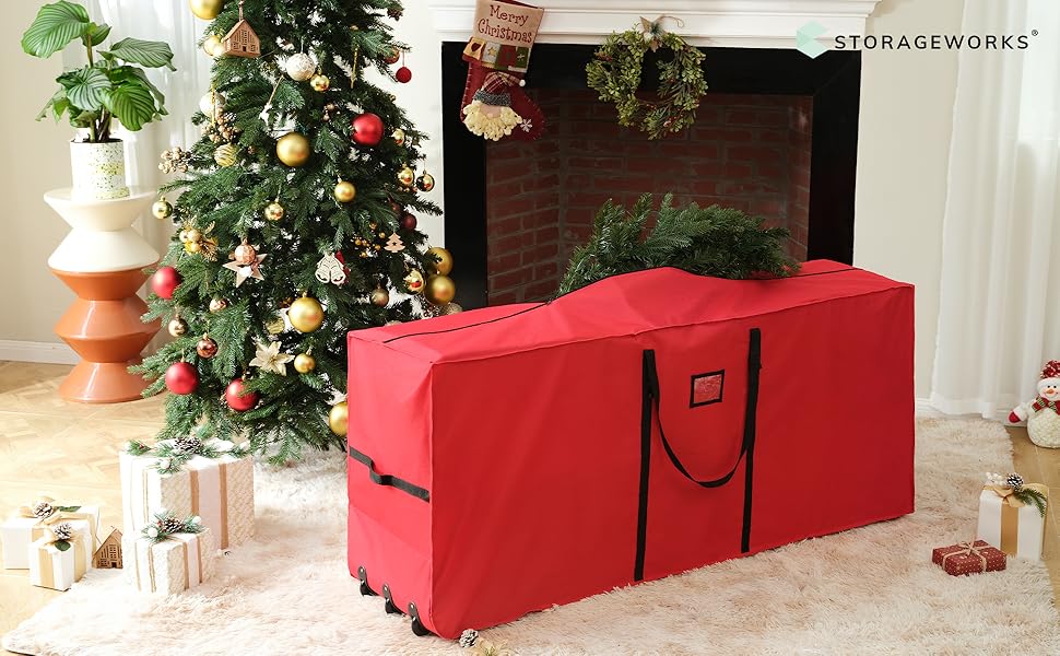 StorageWorks Large Rolling Christmas Tree Storage Bag, Fits Up to 9ft Aritificial