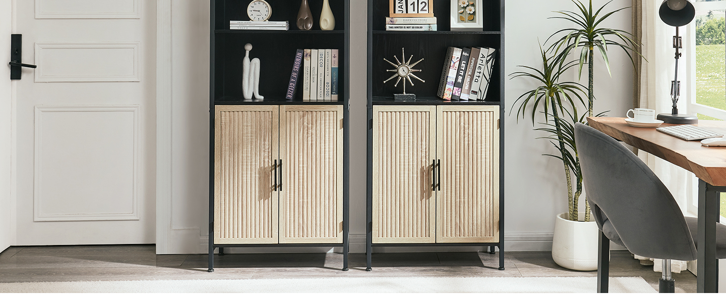 Arched Bookcase Book Shelf with Doors