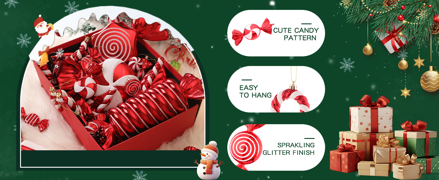 red white candy cane christmas tree decorations