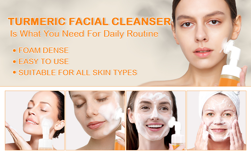 Turmeric Facial Cleanser, Turmeric Foaming Cleanser, Turmeric Face Wash With Brush