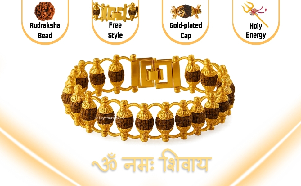 gold plated, free style rudraksha bracelet