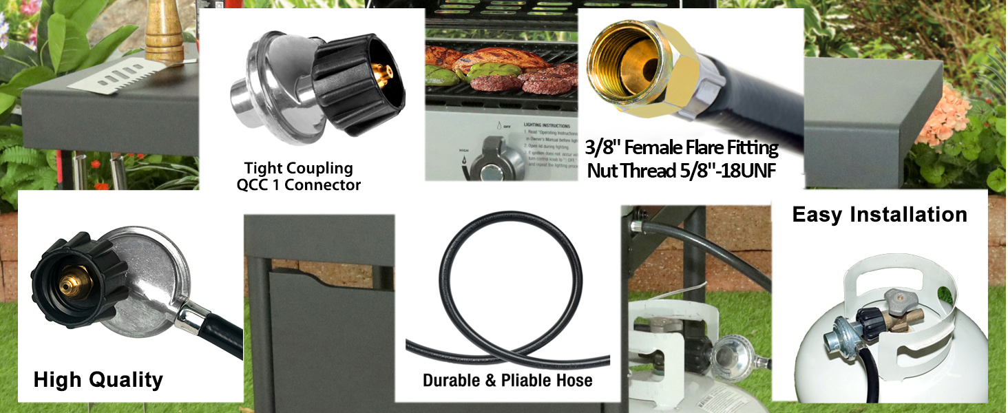 propane Gas Grill Regulator and Hose,