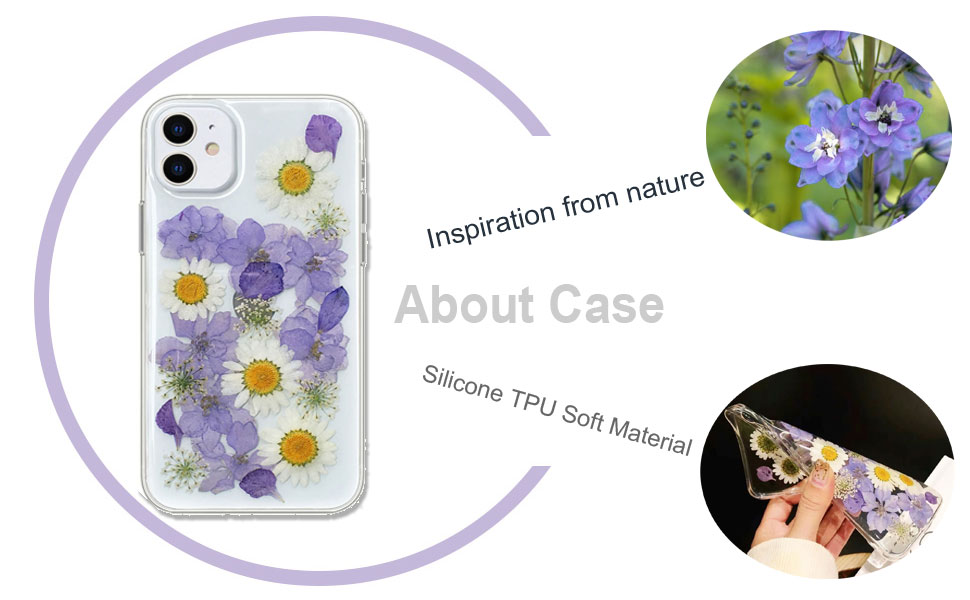 Abbery for iPhone 11 Flower case, Clear Soft TPU Flexible