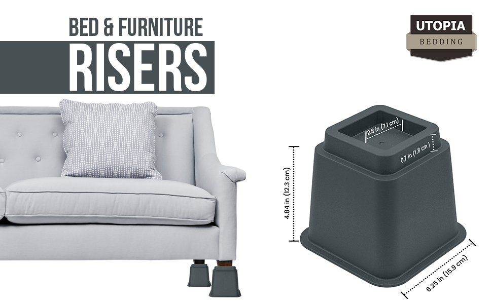 Utopia Bedding 8 Inch Premium Adjustable Furniture Risers 3, 5 or 8