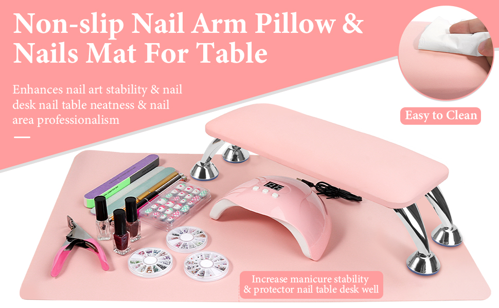 Nail Arm Rest for Acrylic Nails with Nail Table Mat