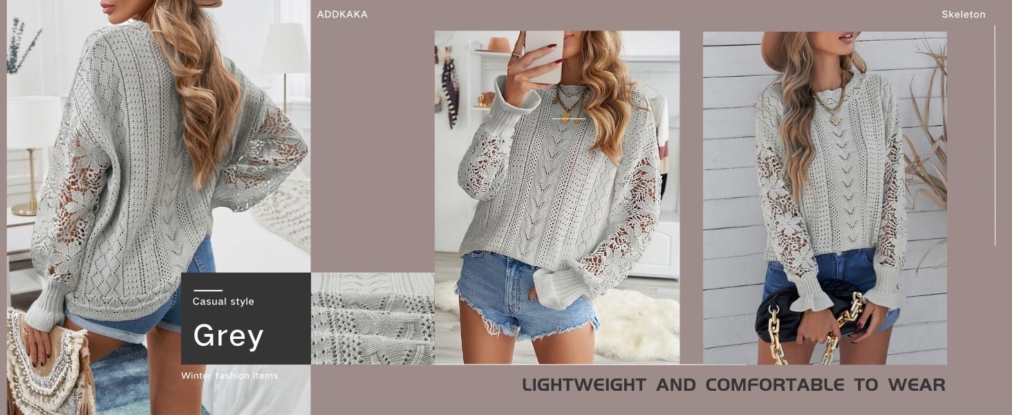 Hollow Out Cable Knit Pullover Sweaters