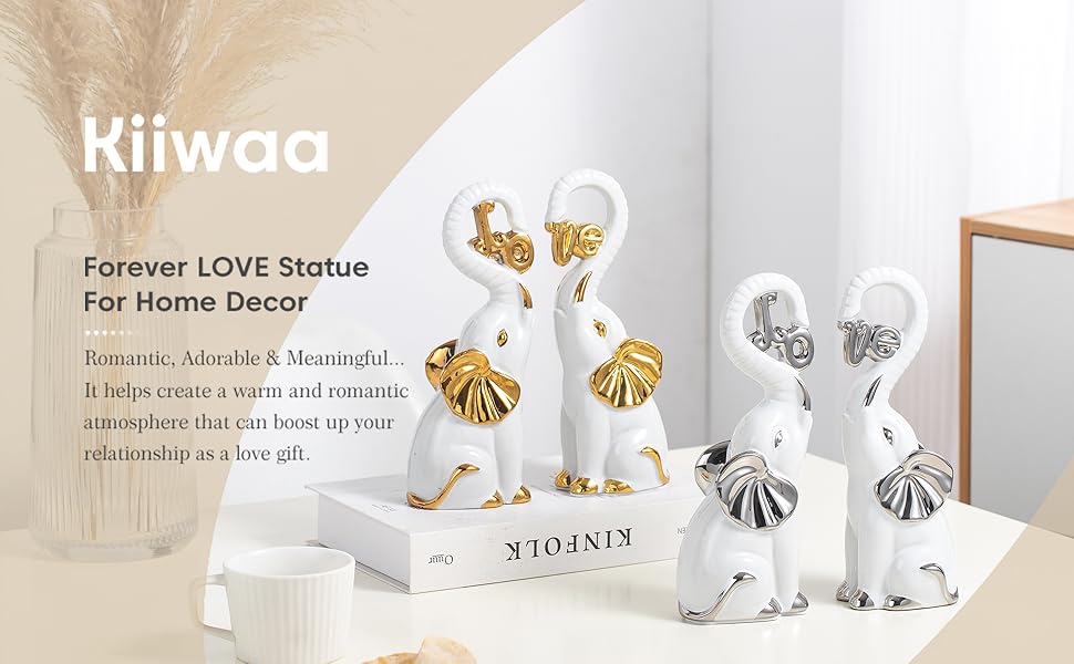 Kiiwaa Loving Elephant Decor Statue Decorations for Living