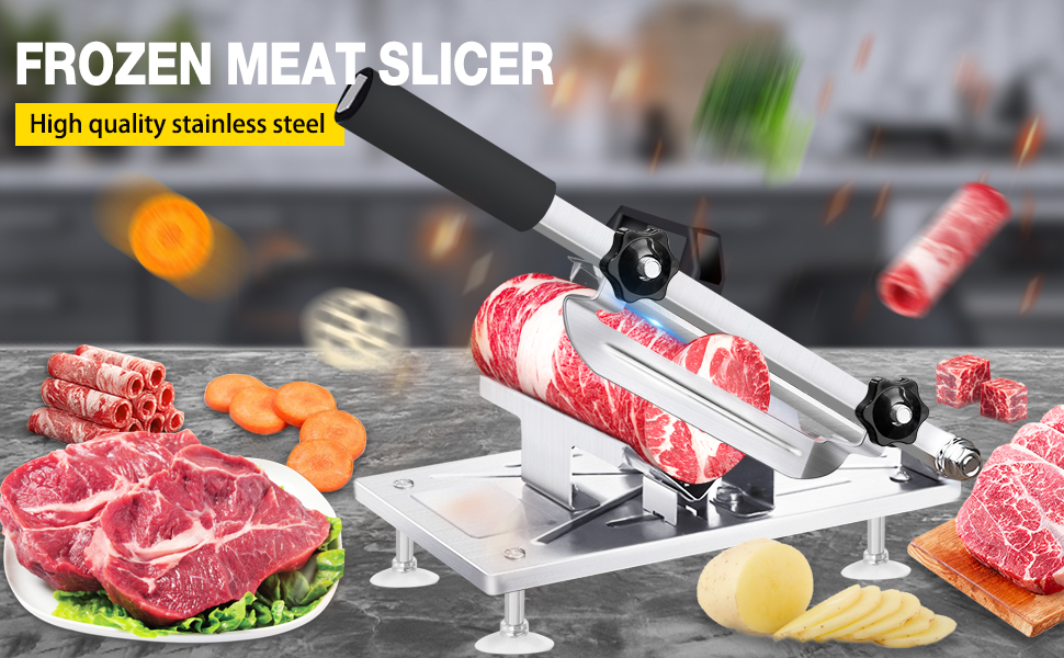 Manual Frozen Meat Slicer Meat Cutter Upgraded Stainless Steel Meat Cleavers Beef