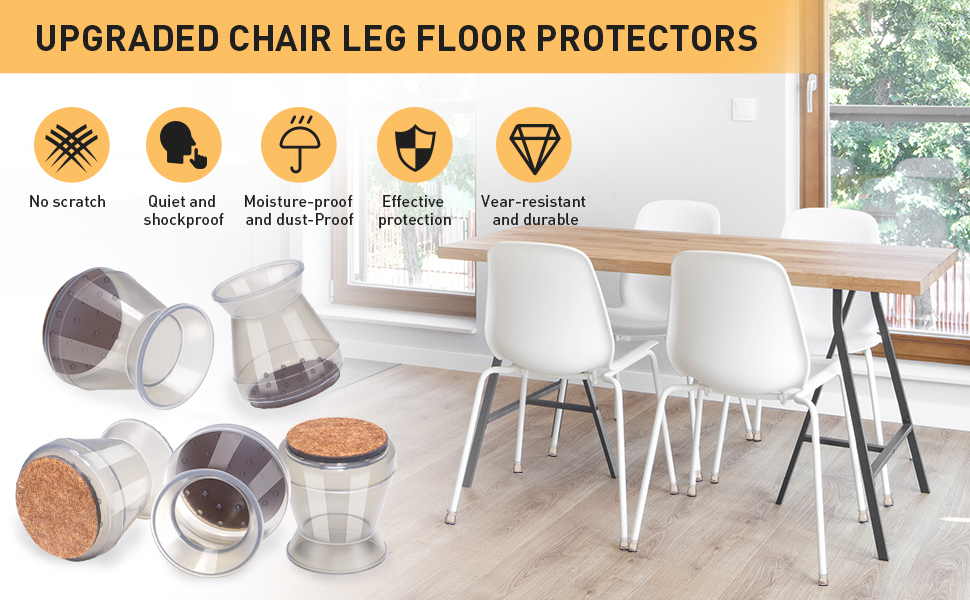 Chair Leg Floor Protectors, Chair Leg Protectors for Hardwood Floors, Chair  Leg Covers Felt Bottom Furniture Pads, Chair Leg Caps to Protect Floors  from Scratches and Reduce Noise.(16pcs) 