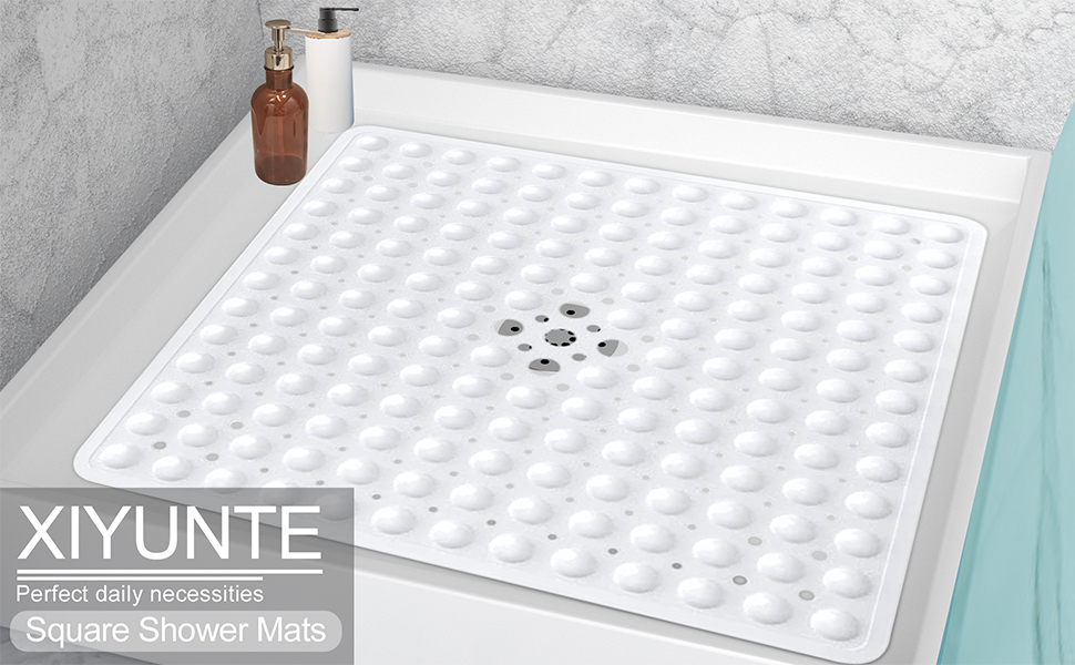 XIYUNTE Square Shower Mats Non Slip Anti Mould 53 x 53 cm Rubber Anti