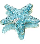 YU FENG Jeweled Starfish Figurine Trinket Boxes Hinged Collectible Painted Enameled Sea Star Anim...
