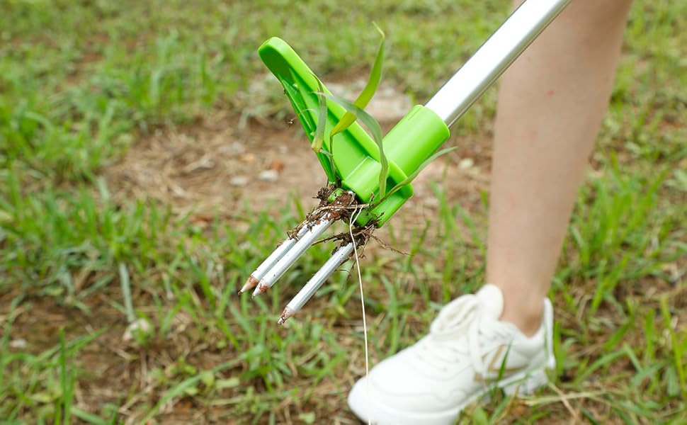 TeqHome Stand Up Weeder Hand Tool, 39" Weed Puller Root