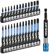 SWANLAKE Impact Torx Bit Set, 27-piece 1''&2'' Security Tamper Proof Magnetic Screwdriver Bits, T...