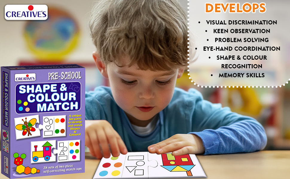 shapes & colour match learning & educational puzzles for kids ages 4 & up children activity game