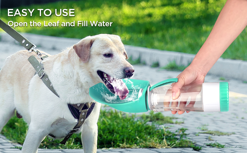 Uppetly Dog Water Bottle, Pet Water Bottle with Food Container and Drinking Feeder, Leak Proof