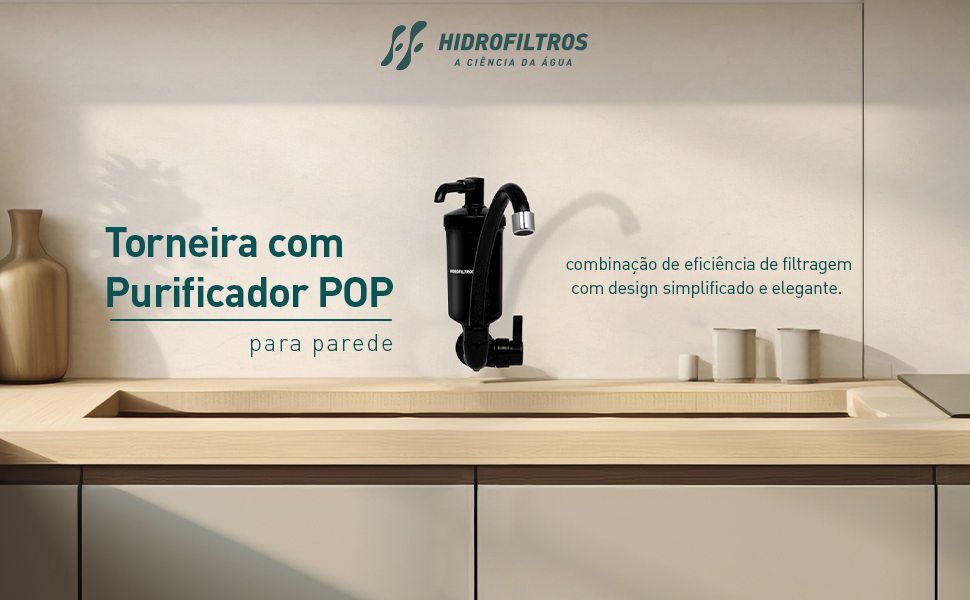 Torneira com Purificador POP instalada em bancada moderna e atual