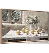 Vintage Floral Wall Art Poster Yellow Lemon Still Life Pictures Daisy Still Painting Rustic Farmh...