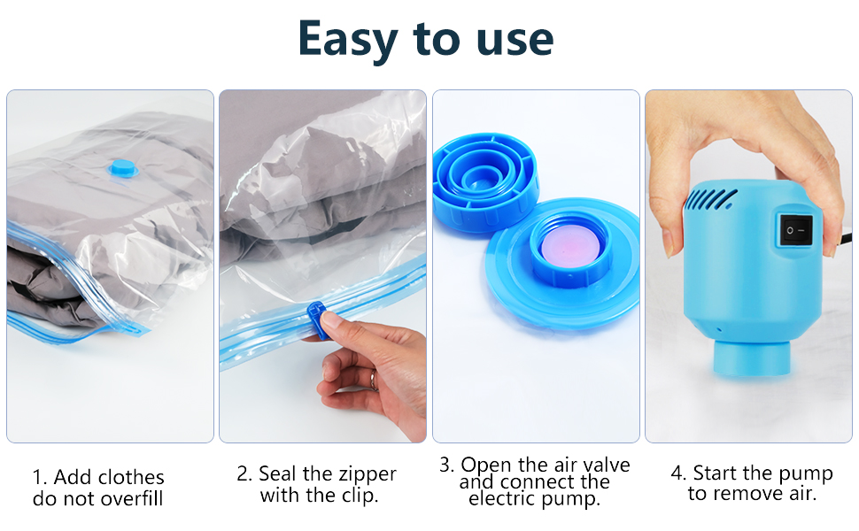 Sac sous Vide Vetement Aspirateur et Pompe Électrique 10 Pièces