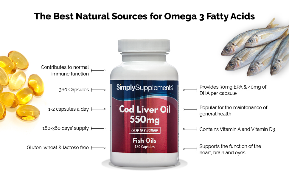 Cod Liver Oil 550mg Sourced from Sustainable Fisheries 2X 180