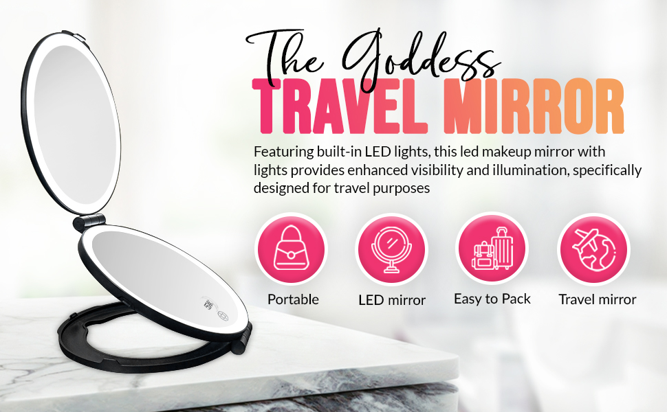 Travel Mirror with Lights 7 inch Rechargeable LED Makeup