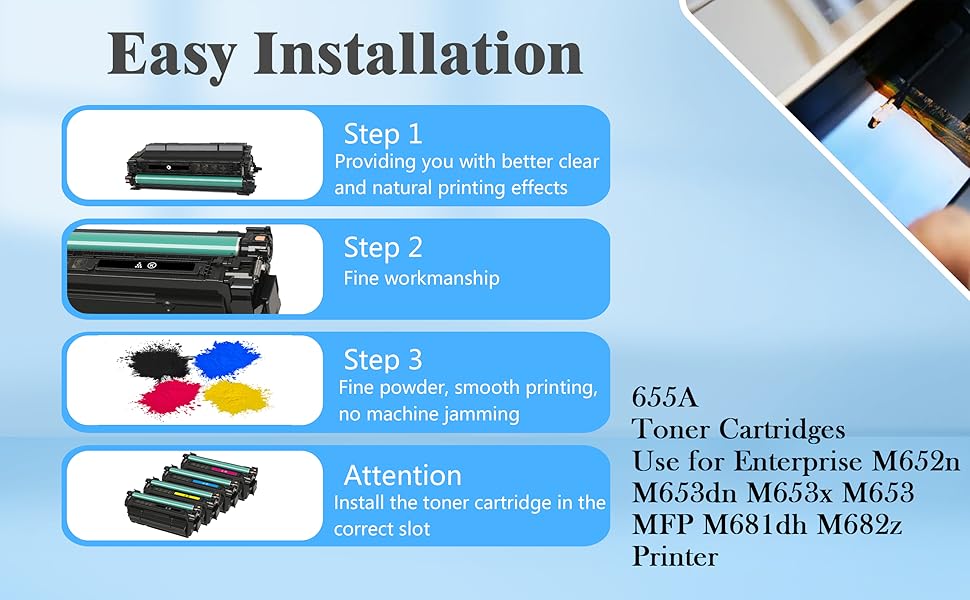 HP 655A Toner for Enterprise M652n M653dn M653x M653 MFP M681dh M682z Printer CF450A