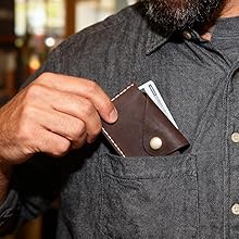 Unisex Handmade Full Grain Leather Card Case, Ultra Thin Front Pocket Wallet