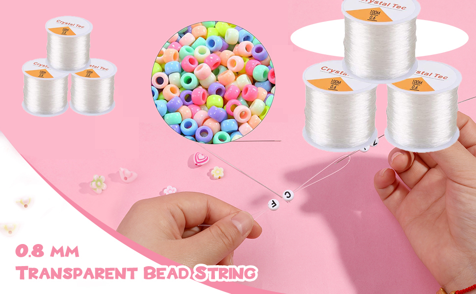 0.6mm Elastic Stretch Thread for Bracelets, 3 Rolls Elastic