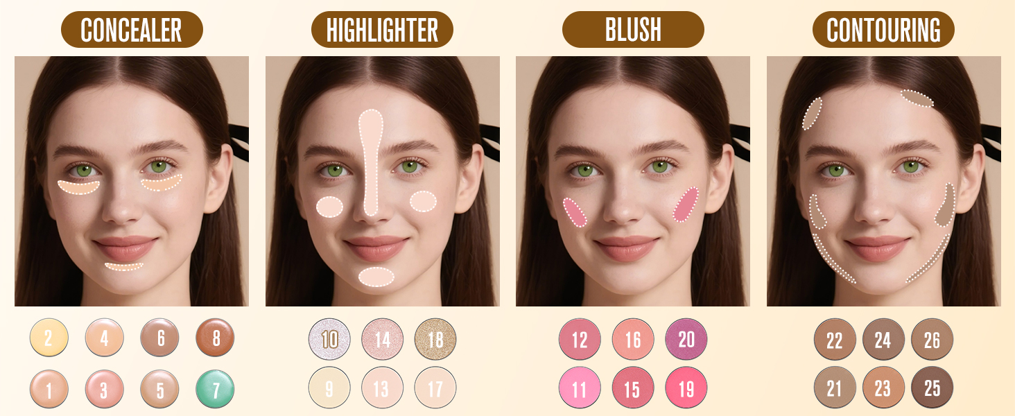 High coverage concealer highlighter makeup palette