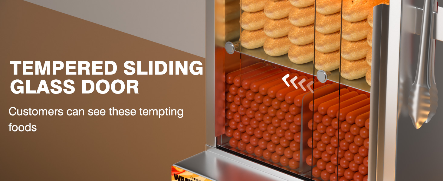 WantJoin Hot Dog Steamer, Adjustable Temperature 2Tier