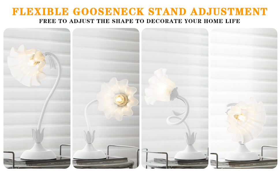 WERFOP Vintage Flower Table Lamp,‎ 3 Colors Modes LED Desk lamp Cute