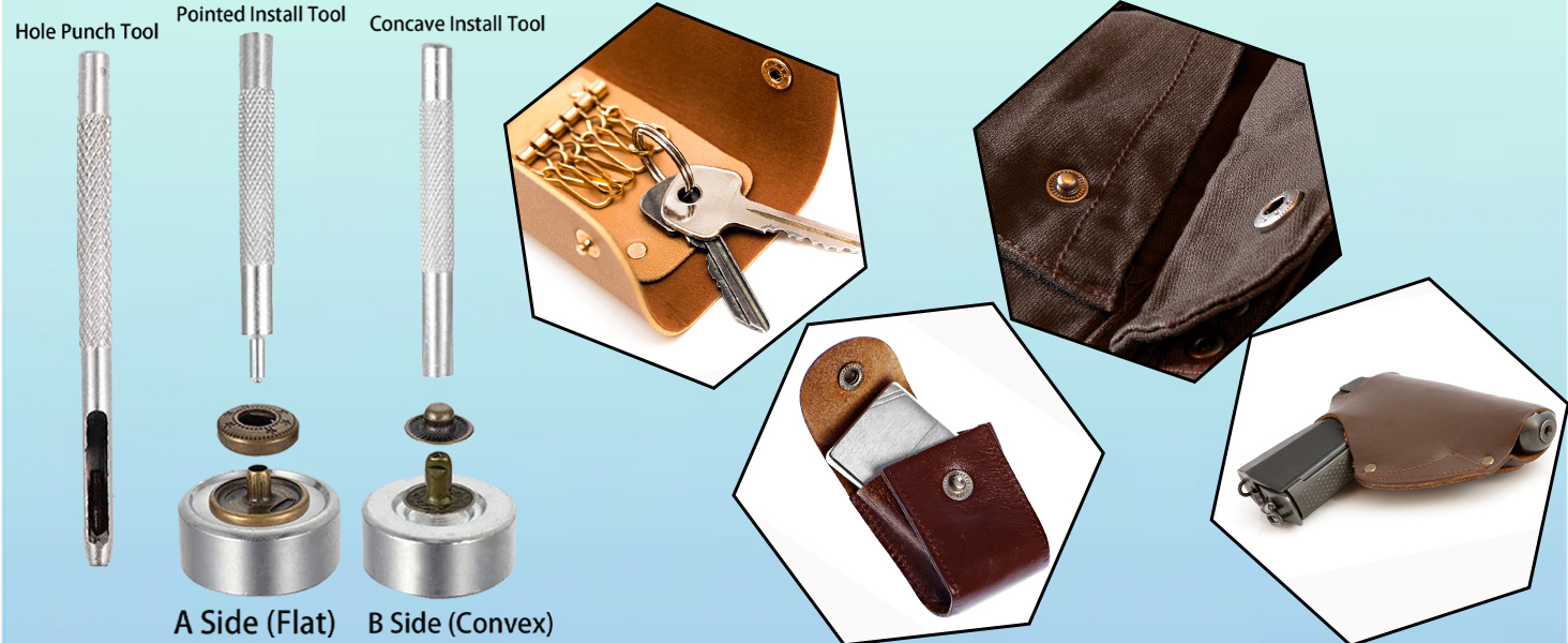 Guohaw 100 Set Leather Snap Fasteners Kit 4 Color 12.5 Mm