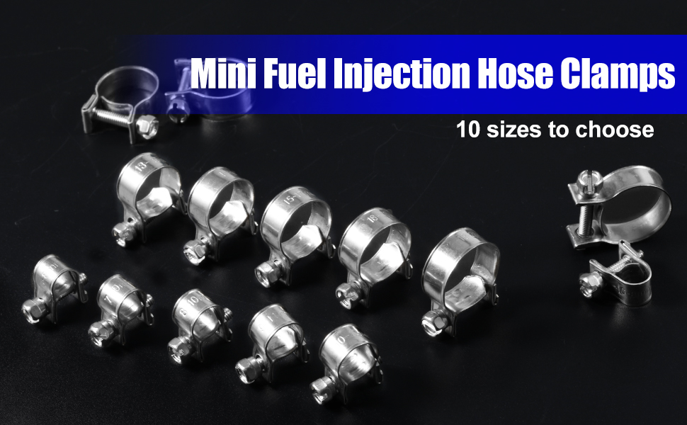 SPEEDWOX 10 Pcs Mini Fuel Injection Hose Clamps 304