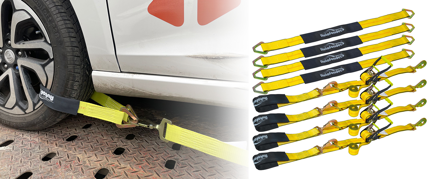 Autofonder Wheel Chock Tie Down Kit (1,986lb Break Strength) Heavy Duty Trailer Tire