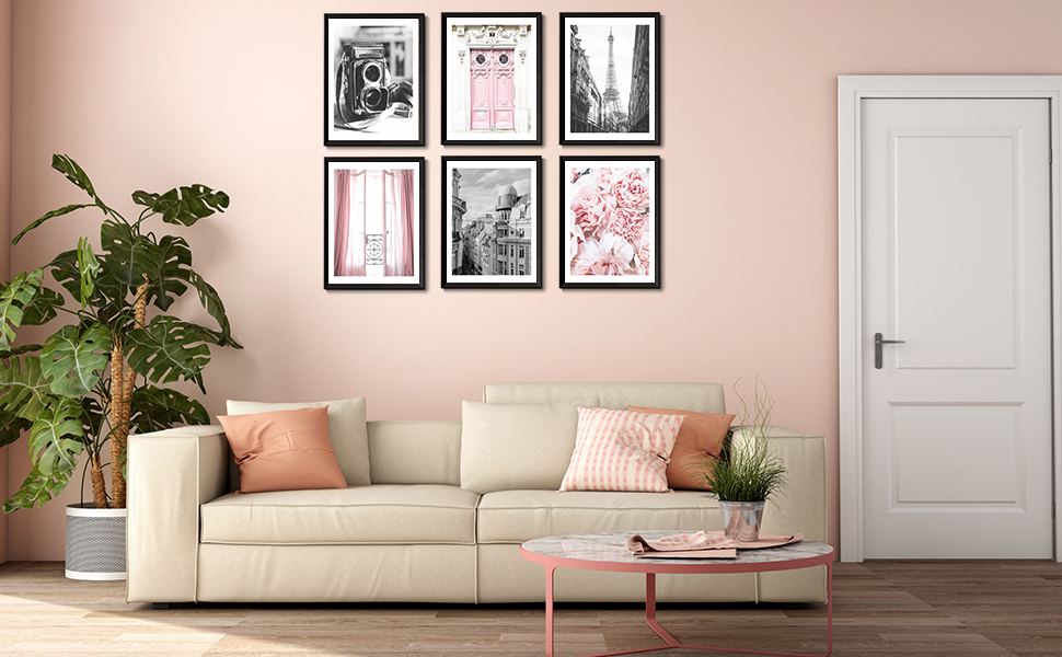 fashion wall art trendy gallery wall vintage pink pictures