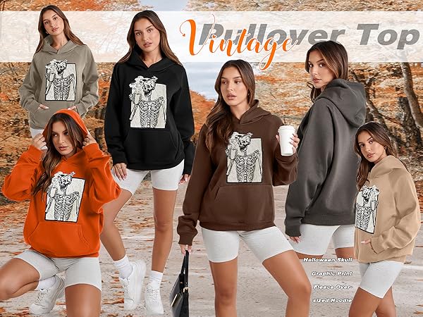 トップス XLARGE SKULL LADY CREWNECK SWEATSHIRT Amazon.com: Meladyan Halloween Skull Graphic Print Fleece