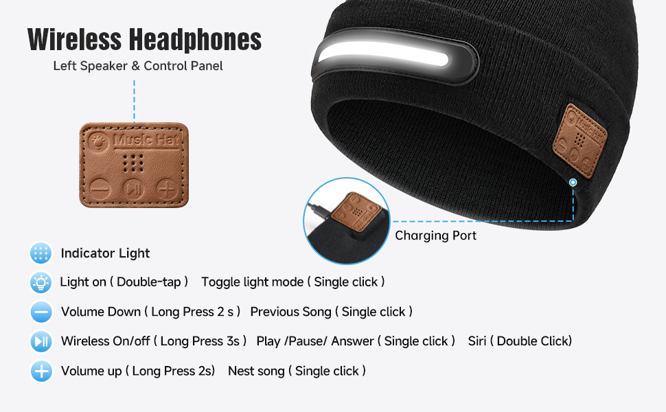 Wireless Headphones Left Speaker & Control Panel Charging Port Type-c charger